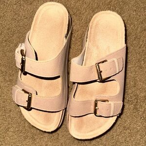 Stylish Beige Platform Birkenstock Inspired Buckle Sandals